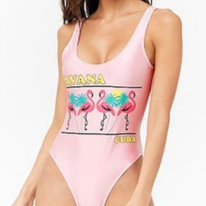 Forever21 Pink Havana One Piece Swimsuit